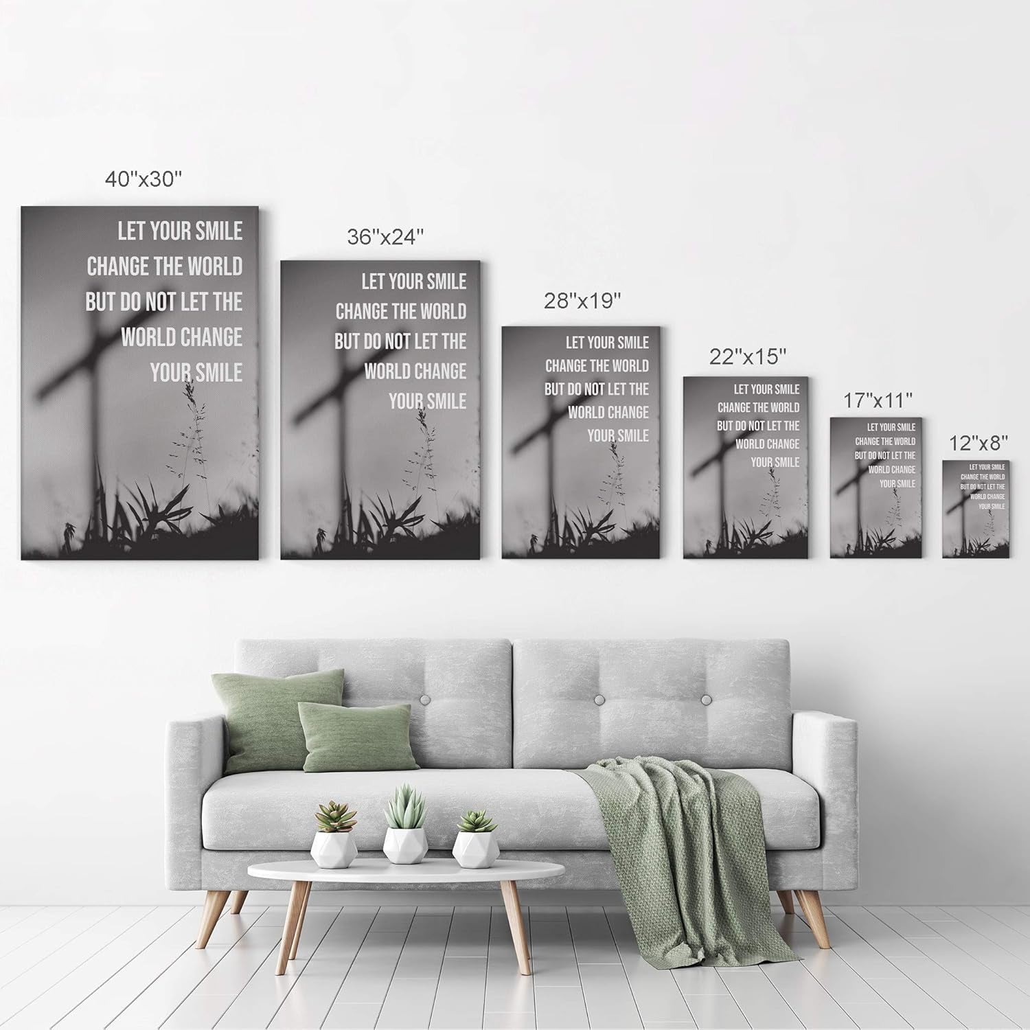 Let Your Smile Change the World Scripture Canvas Print Scripture Wall Decor Lord God Bible Jesus Christ Pray Cross Religious Living Room Bedroom Christian Gift Home Decor - 12X8