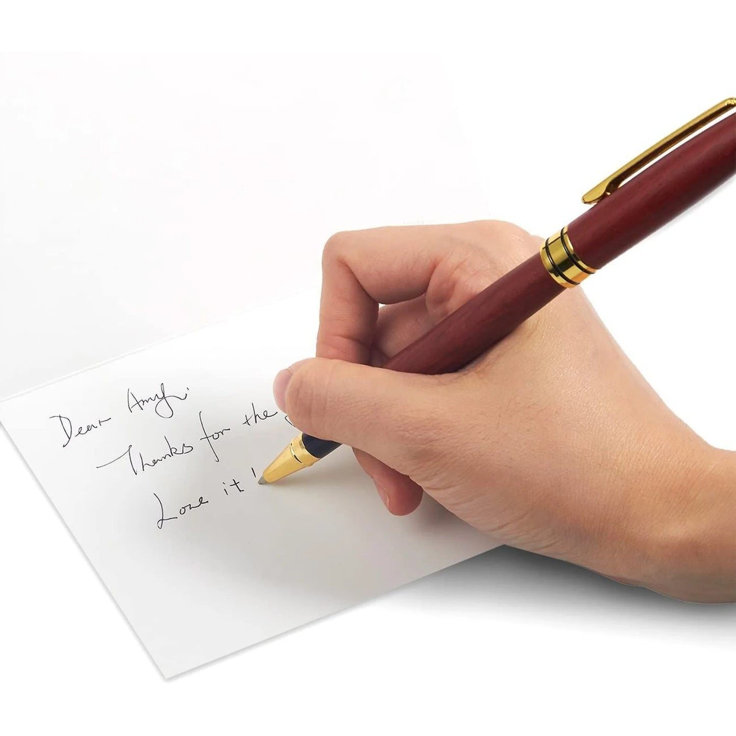 2 Pack Luxury Rosewood Pen Sets for Men Gift - Fancy Nice Ballpoint Pens with Black Ink Refills for Signature Executives Business Office