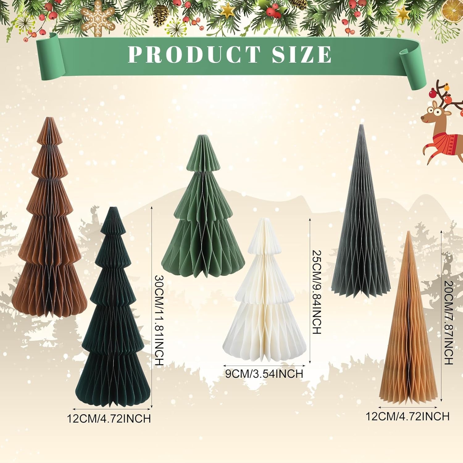 6-Piece Minimalist Honeycomb Christmas Tree Centerpiece Set for Holiday Decor