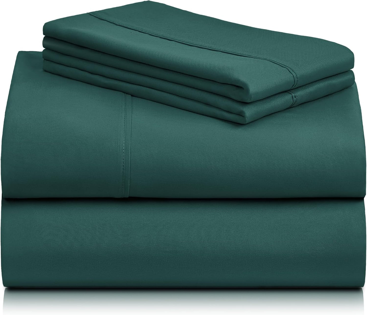 4 PC California King Sheet Set, Breathable Luxury Bed Sheets, Deep Pockets Wrinkle Free Cooling Sheets Machine Washable Hotel Bedding Silky Soft - Emerald Cal King