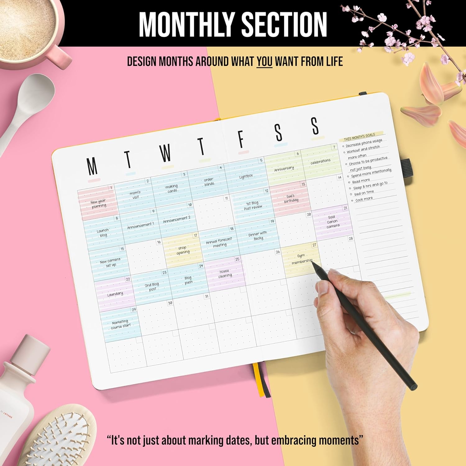 Daily Planner 2026 (Undated) | A5 Dotcross | Your All in One Day Organizer, at a Glance Weekly Agenda, Yearly Calendar Book | Planners for Personal, Professional, Academic & Work Goals and Schedule