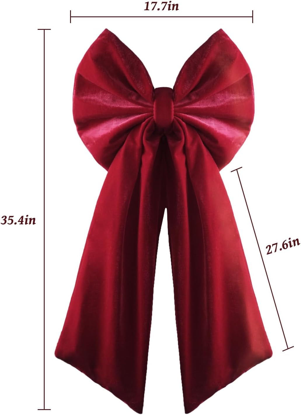 Large Red Velvet Christmas Tree Topper Bow - Indoor/Outdoor Holiday Decor