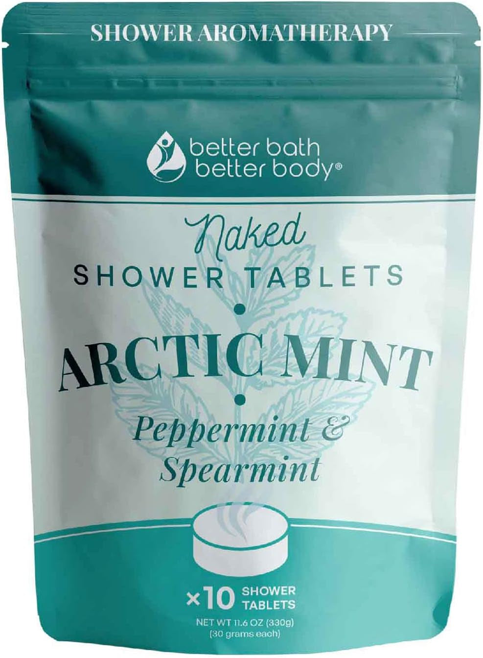 Arctic Mint Shower Tablets (10 Tabs) Natural Scent Formula with Peppermint and Spearmint Essential Oils for Hotel Spa Luxury Shower at Home Made in USA