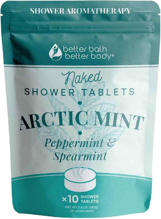Arctic Mint Shower Tablets (10 Tabs) Natural Scent Formula with Peppermint and Spearmint Essential Oils for Hotel Spa Luxury Shower at Home Made in USA