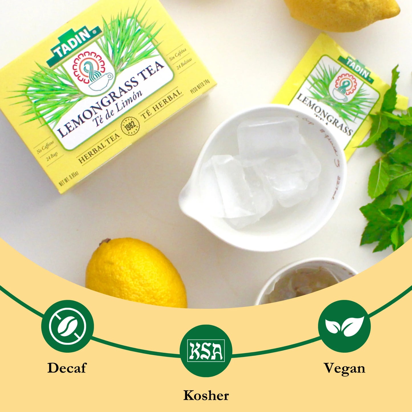 Lemongrass Tea, Herbal Tea, Caffeine-Free Tea, Herbal Teabags, 24 Count, Pack of 1