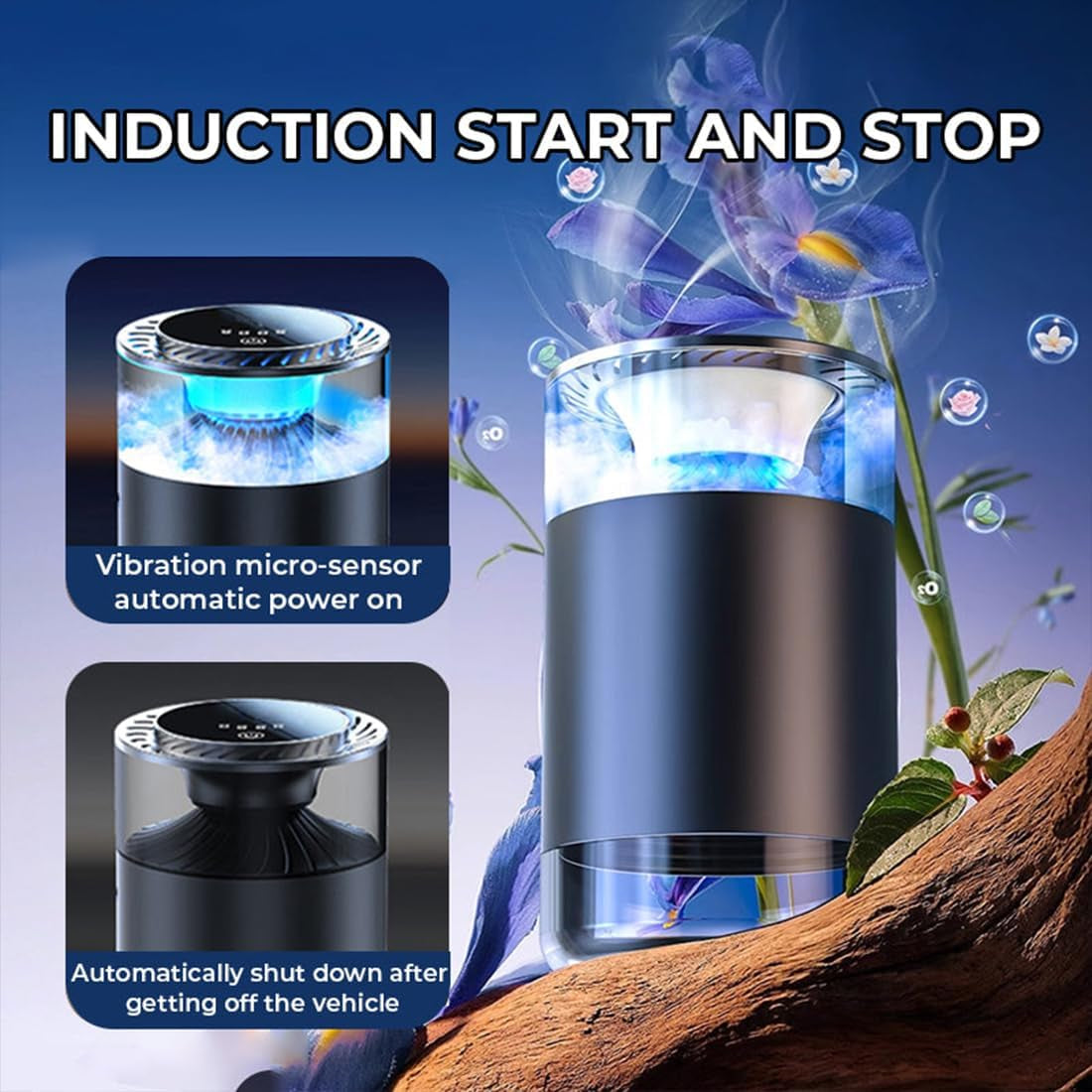 Spray Car Viewing Aromatherapy Diffuser, 2025 New Smart Car Air Freshener, 3 Mist Level, Rechargeable Auto On/Off Intelligent Car Diffuser for Home Room Cars Office (Holiday Sea Breeze)