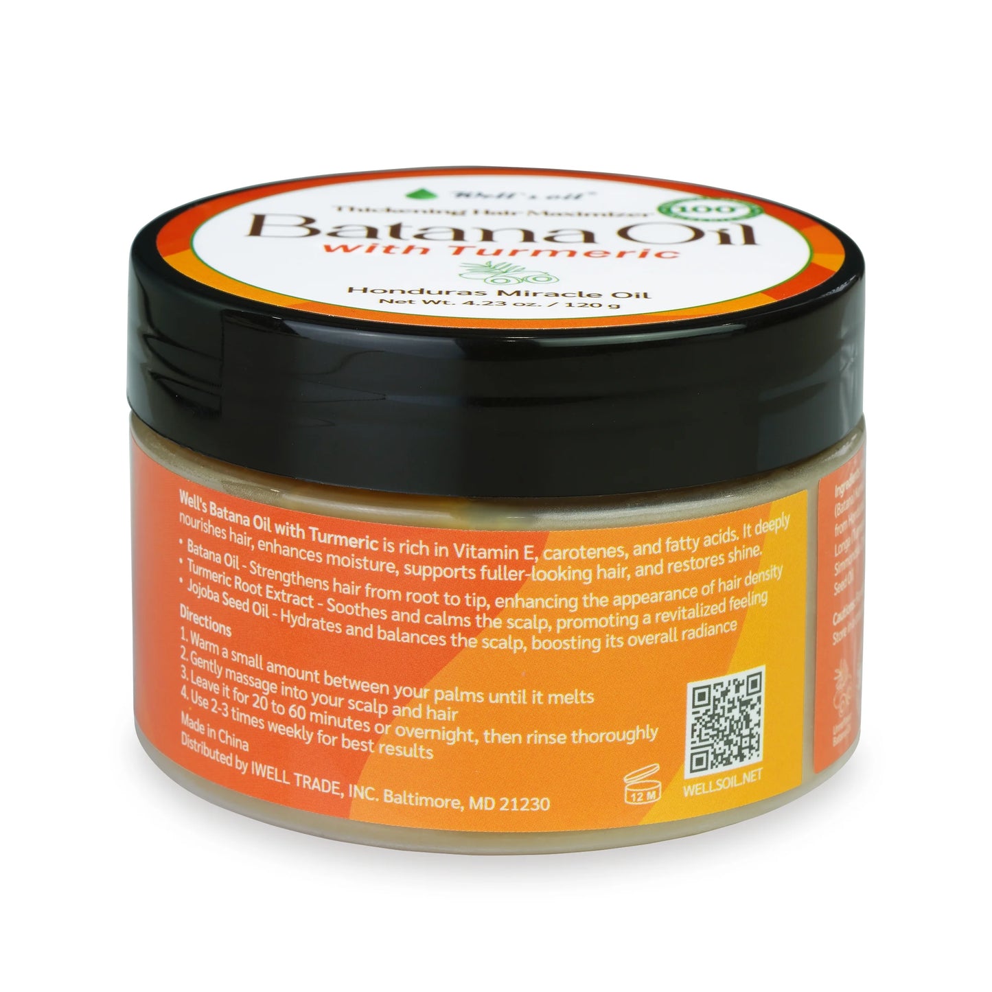 Batana Oil with Turmeric Extract – 100% Natural & Unrefined | Dr. Sebi Approved | Sourced from Honduras (4.23 Oz. / 119 G)