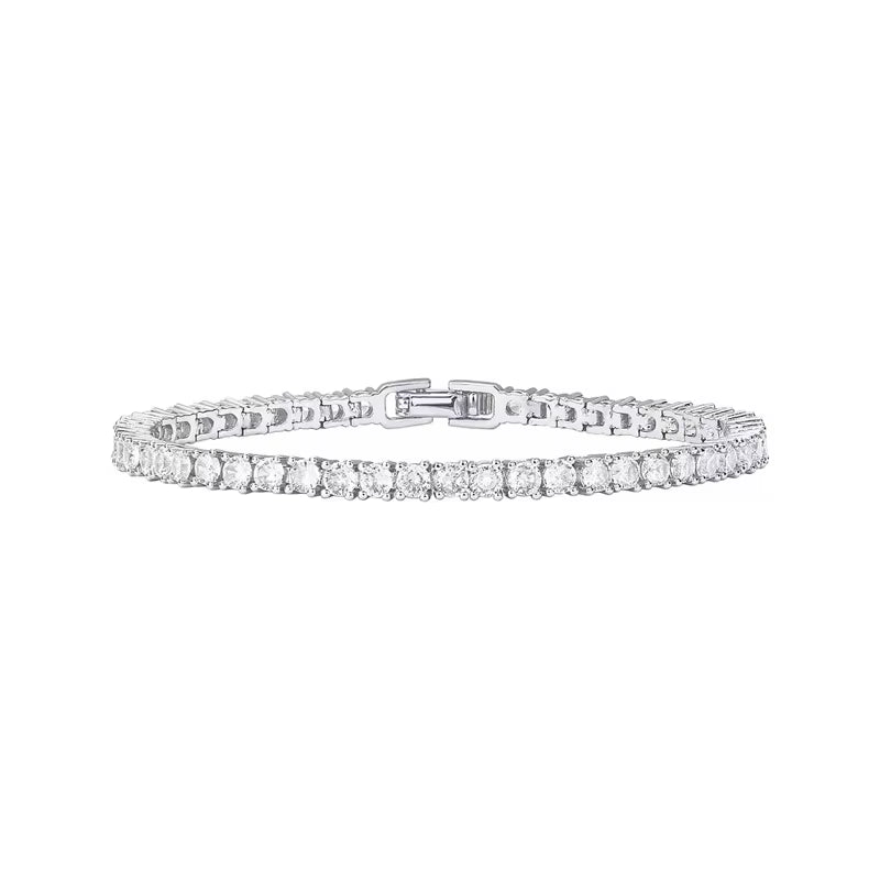 2Pcs Cross Design round Zircon CZ Tennis Bracelet for Women Simple White Gold Color Shiny Daily Stacked Bracelets