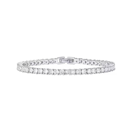 2Pcs Cross Design round Zircon CZ Tennis Bracelet for Women Simple White Gold Color Shiny Daily Stacked Bracelets
