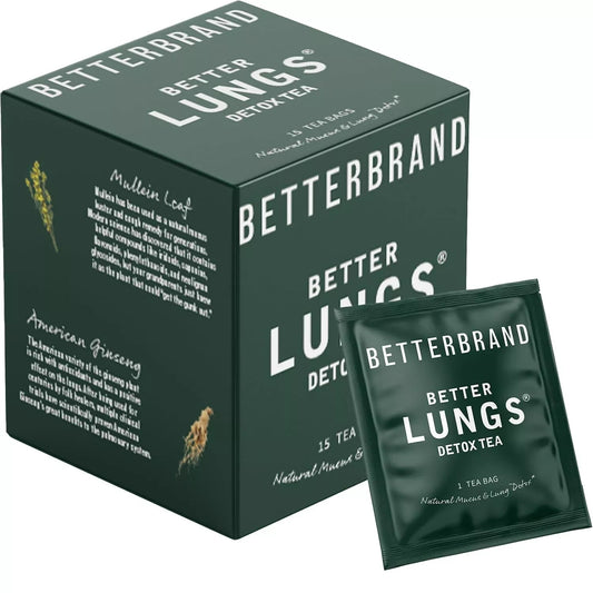 Betterbrand Better Lungs Detox Tea - Herbal Tea Bags - Mullein Leaf Ginseng E...