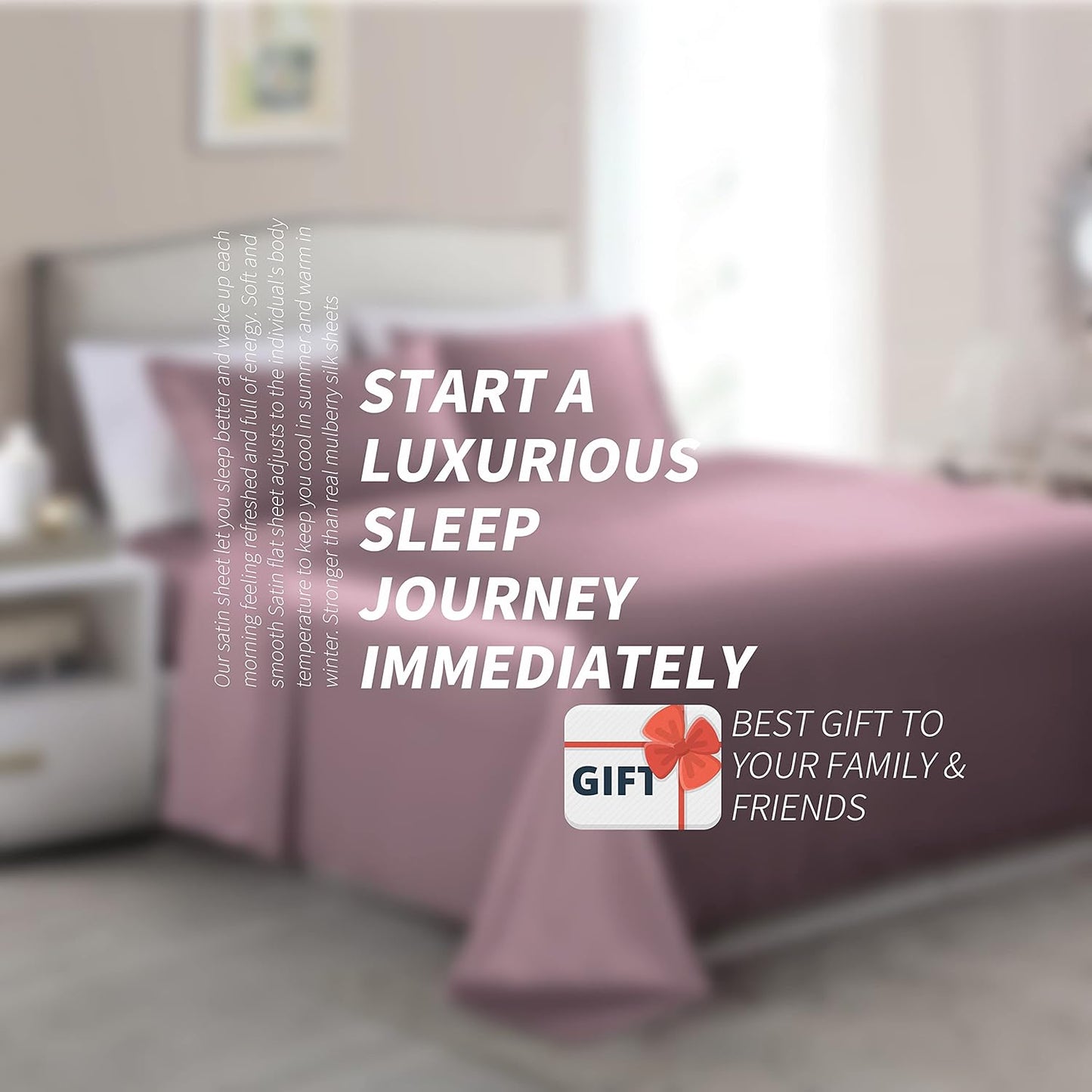 Satin Sheets Queen Size, 4 Pcs Silky Soft Satin Bed Sheets Queen Set with Deep Pockets, Extra Smooth & Luxurious Microfiber Sheet for Hair and Skin(Purple)