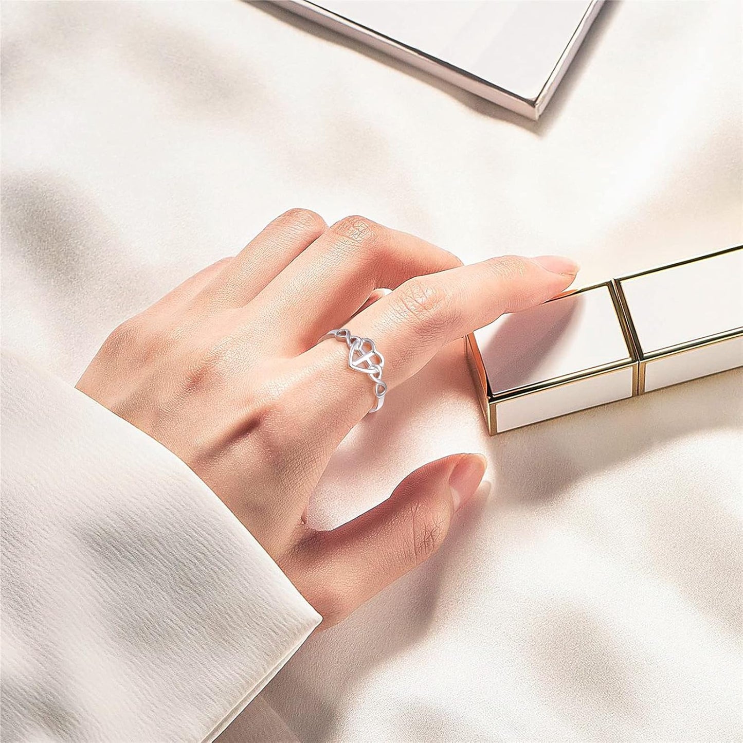 S925 Sterling Silver Christian Cross Heart Inspirational Faith Bible Verse Necklace & Rinags for Women Teen Jewelry