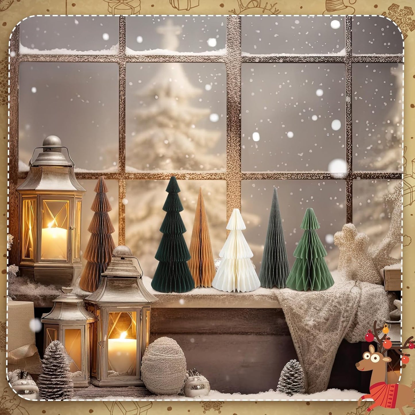 6-Piece Minimalist Honeycomb Christmas Tree Centerpiece Set for Holiday Decor