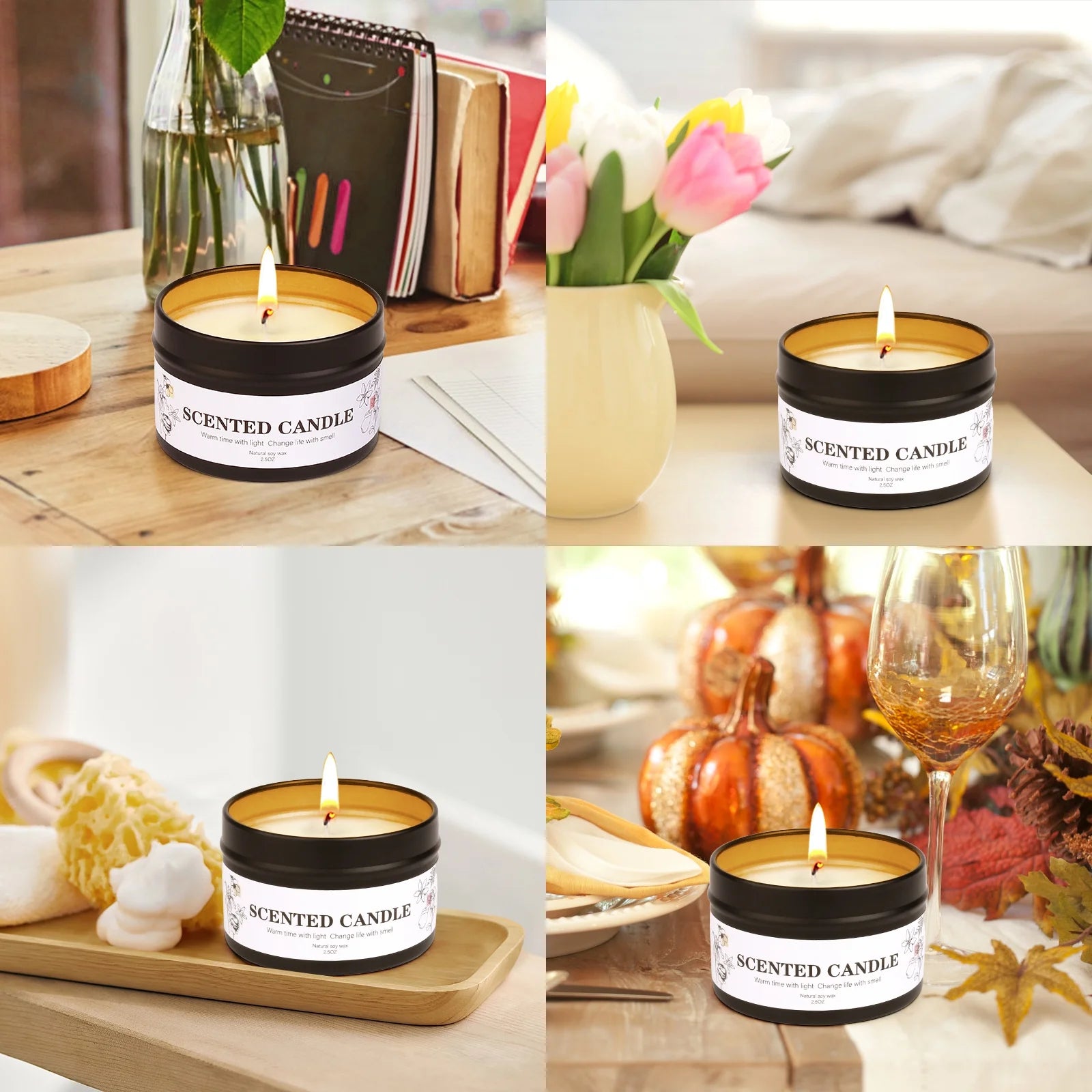 Scented Candles Gift Set 9 Pack Natural Soy Wax Jar Candles for Home Scented