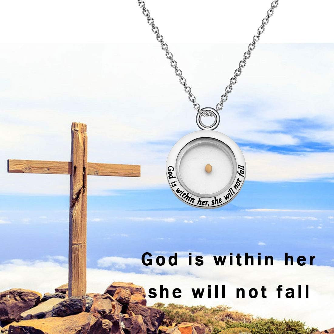 Christian Gift Mustard Seed Necklace Inspirational Religious Bible Verse Jewelry Gift for Woman Girls