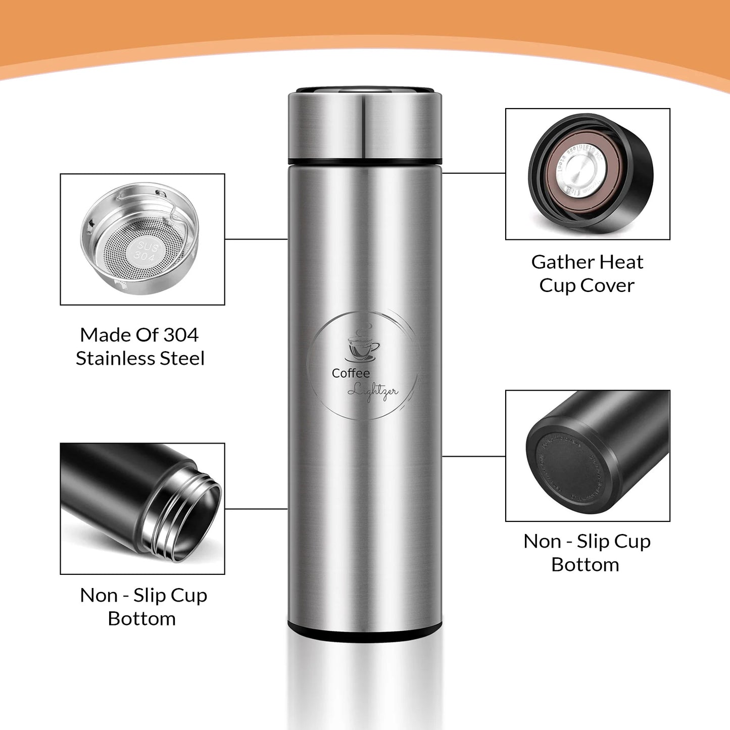 Smart Water Bottle 16.9 Oz with LCD Touch Screen Temperature Display Double Wall Vacuum Stainless Steel