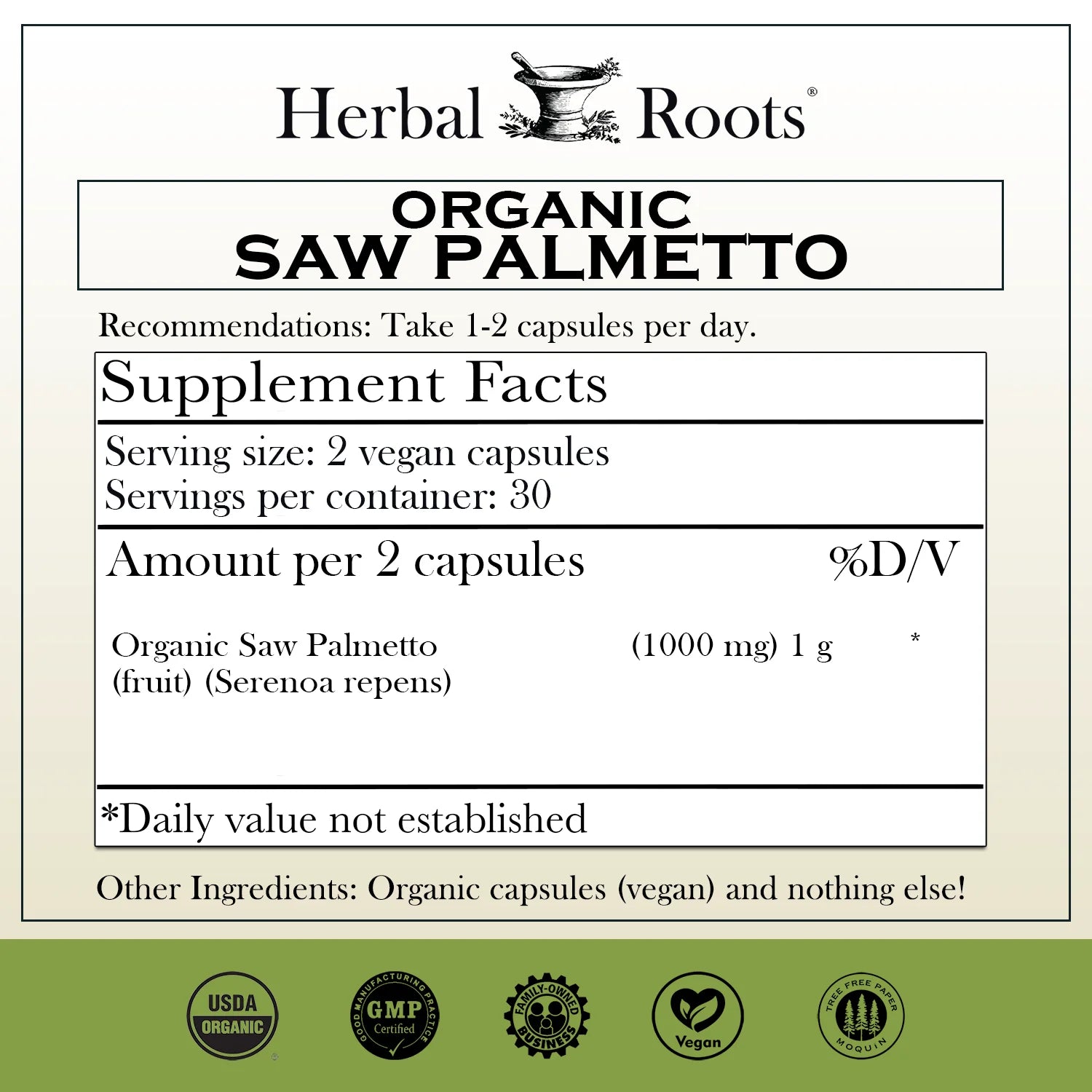 Saw Palmetto, 1,000Mg, Supports Prostate and Urinary Health