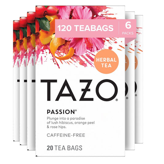 TAZO Passion Herbal Tea Bags 20 Count Pack of 6 Caffeine Free Iced Tea