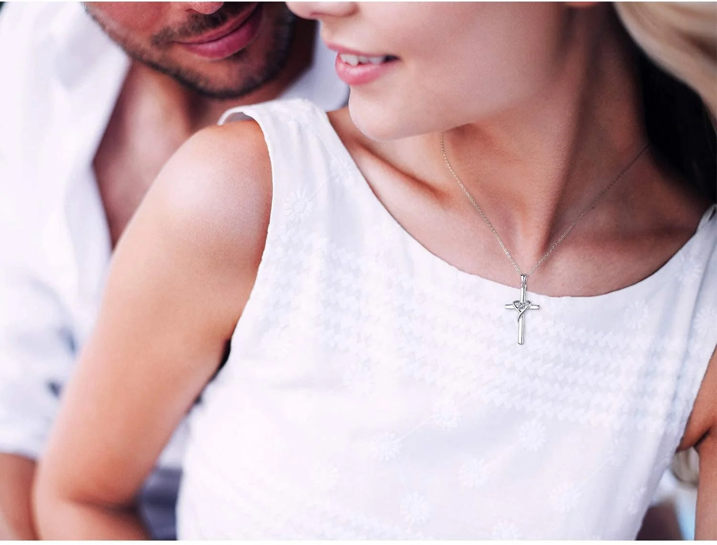 925 Sterling Silver Cross Necklace for Women Men 5A CZ Birthstone Necklaces 14K Gold Plated or Rose Gold Necklace for Easter or Mother'S Day