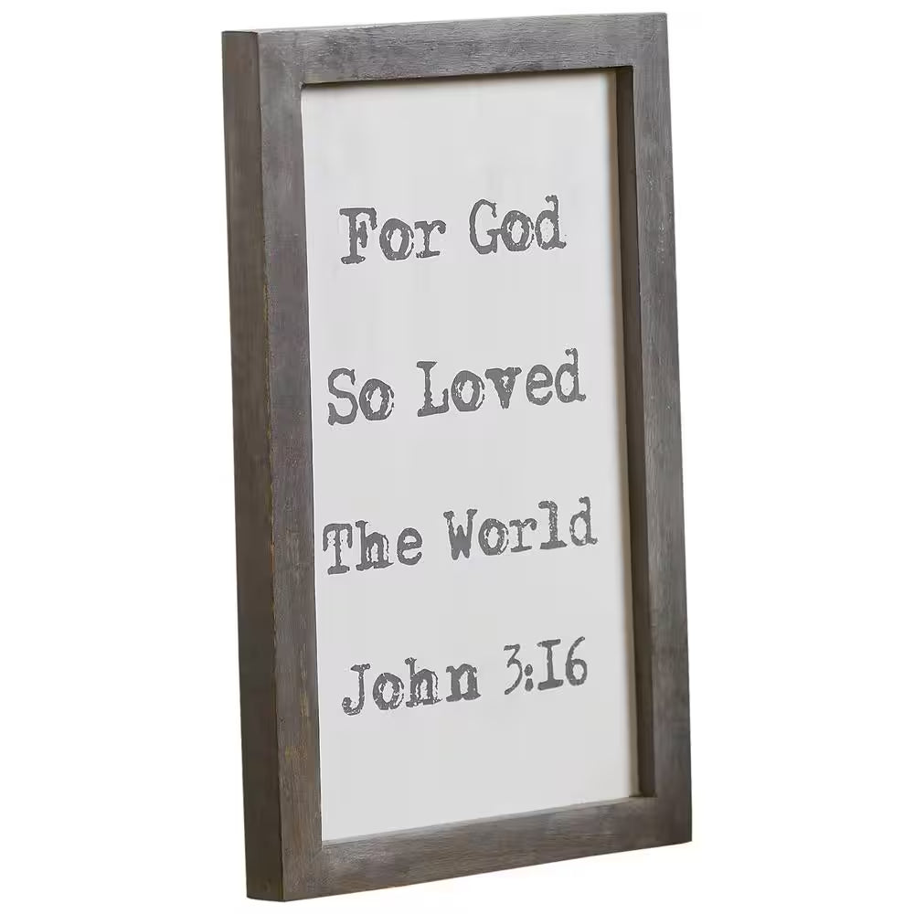 14 In. H Dove Grey White Wooden Easter Wall Decor John 3:16 Shadow Box Frame