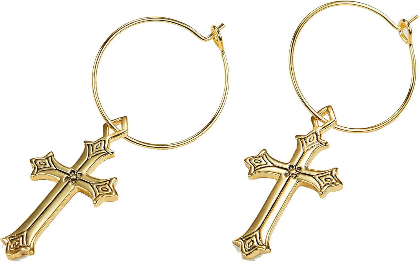Cross Earrings for Women14K Gold Plated Dangle Vintage Hoop Drop Faith Earrings Jewelry Gifts Gold Cross Earrings for Women