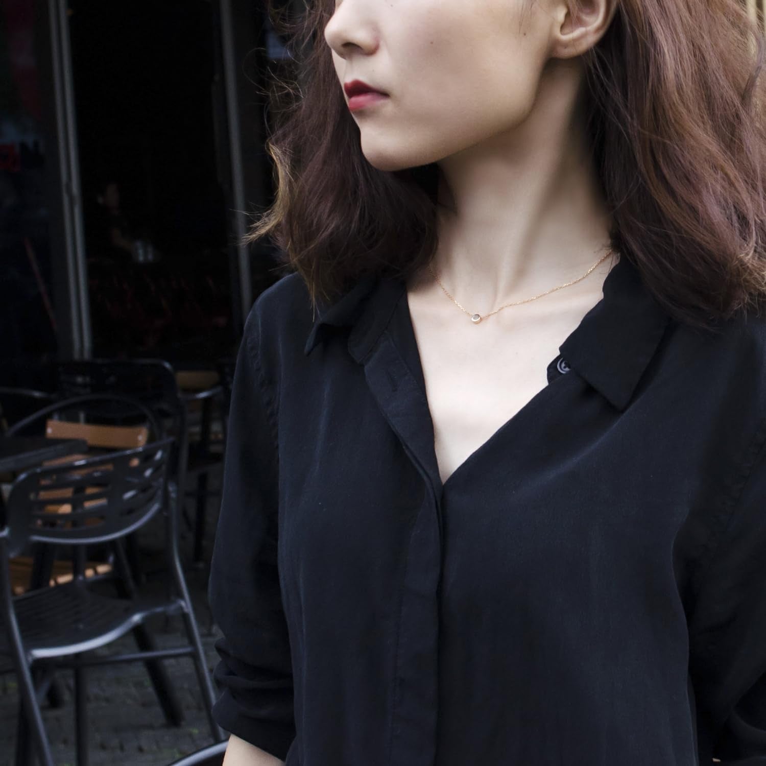 18K Gold Plated Tiny Dot Necklace Circle Star Square Heart Necklaces for Women S925 Sterling Silver Dainty Simple Necklaces for Women Girls Trendy Birthday Gifts