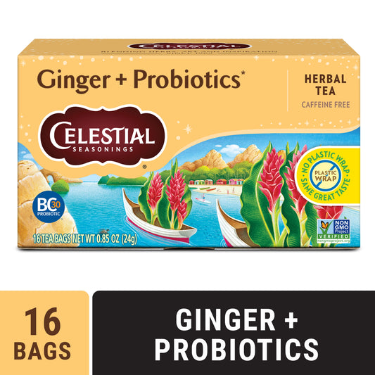 Ginger Probiotics Caffeine-Free Herbal Tea Bags (16 Count)