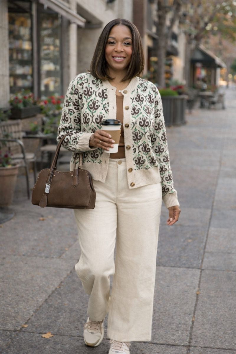 Shop This Look | City Neutral Capsule – Floral Cardigan & Cream Pants