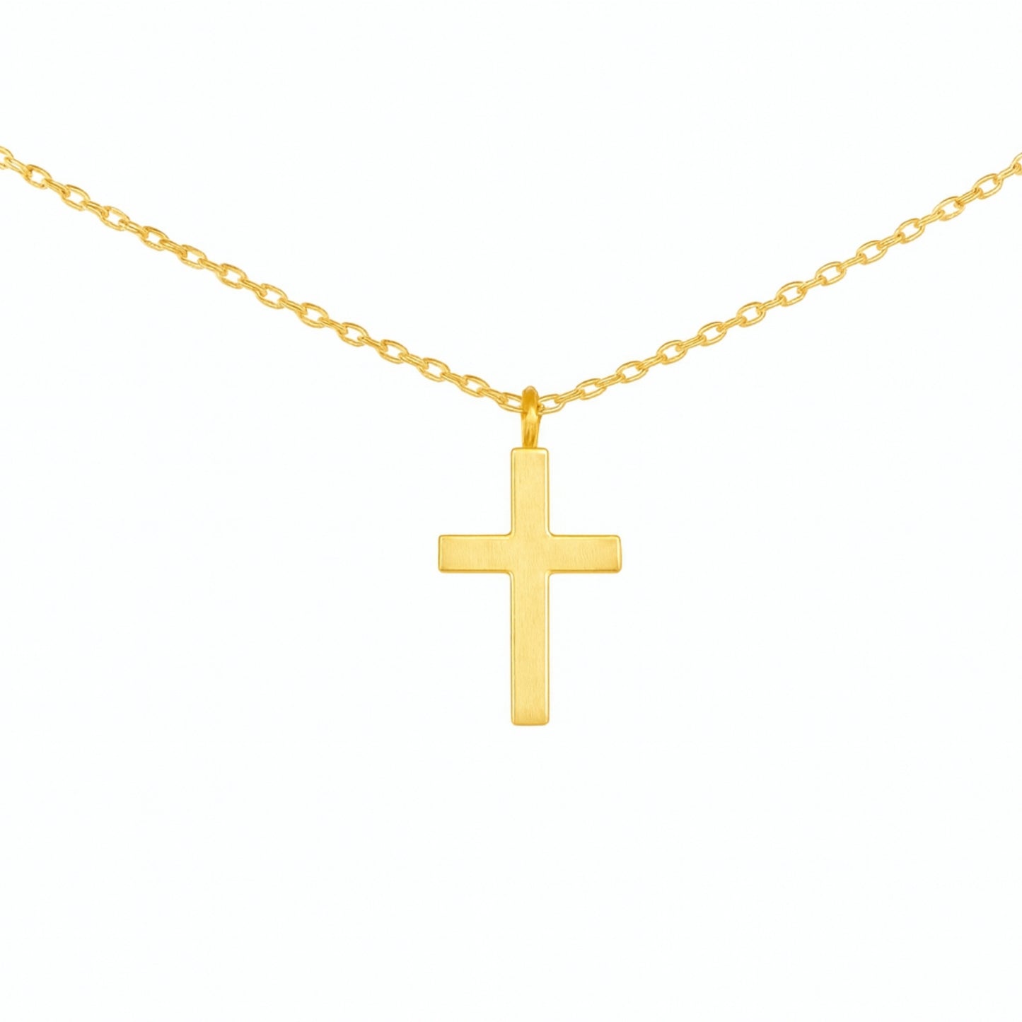Faith Over Fear Gold Cross Necklace
