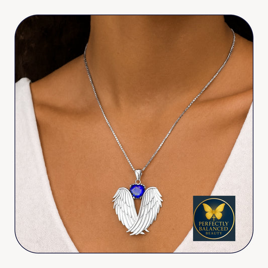 “Hearts of Heaven” — 925 Sterling Silver Angel Wing Heart Necklace