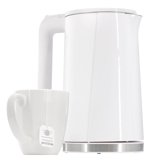MegaChef 1.8 Quart Stainless Steel Electric Tea Kettle in White
