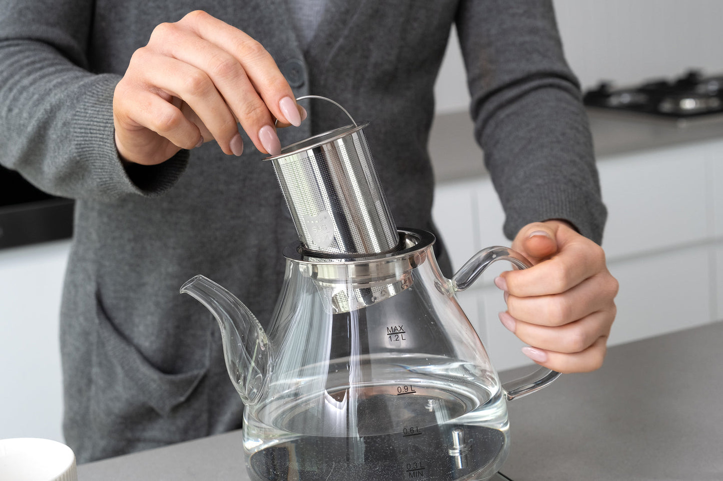 NNEDSZ 1.2L Digital Glass Kettle w/ Electric Tea Pot & Infuser 800W