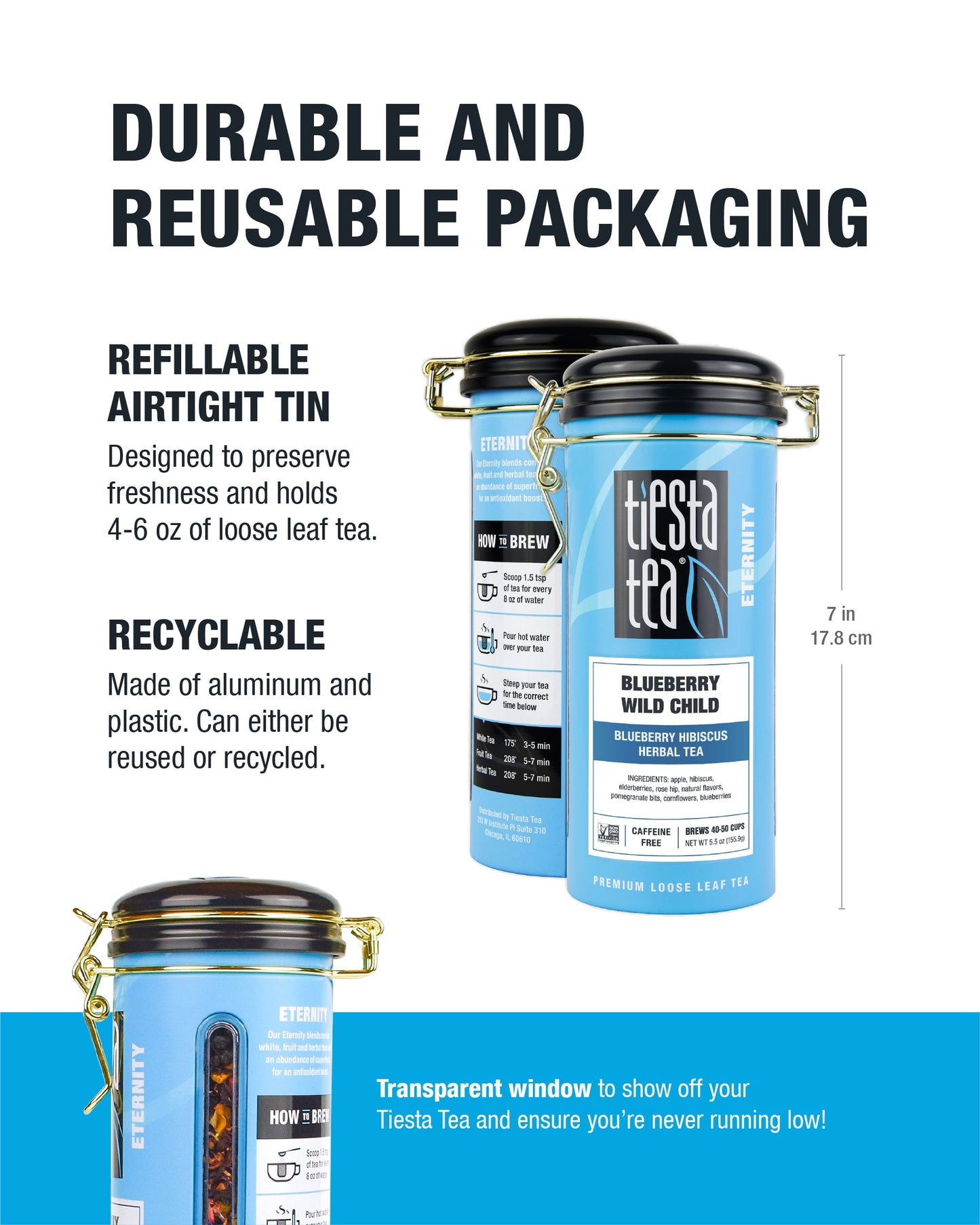 - Blueberry Wild Child, Eternity Loose Leaf Fruit Tea, Caffeine Free, Gmo-Free, 5.5Oz Canister