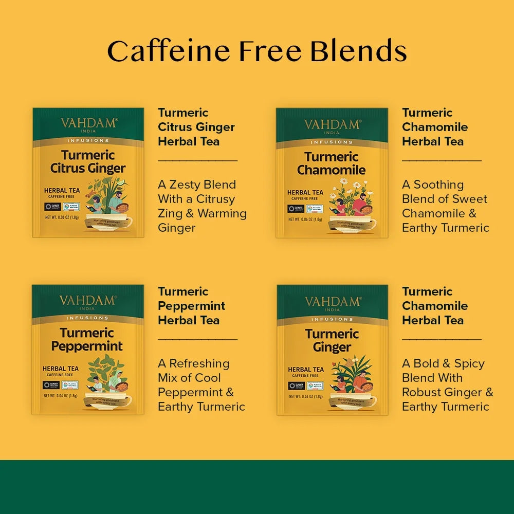 , Organic Turmeric Tea Variety Pack, 20 Count, Assorted Herbal Tea Sampler