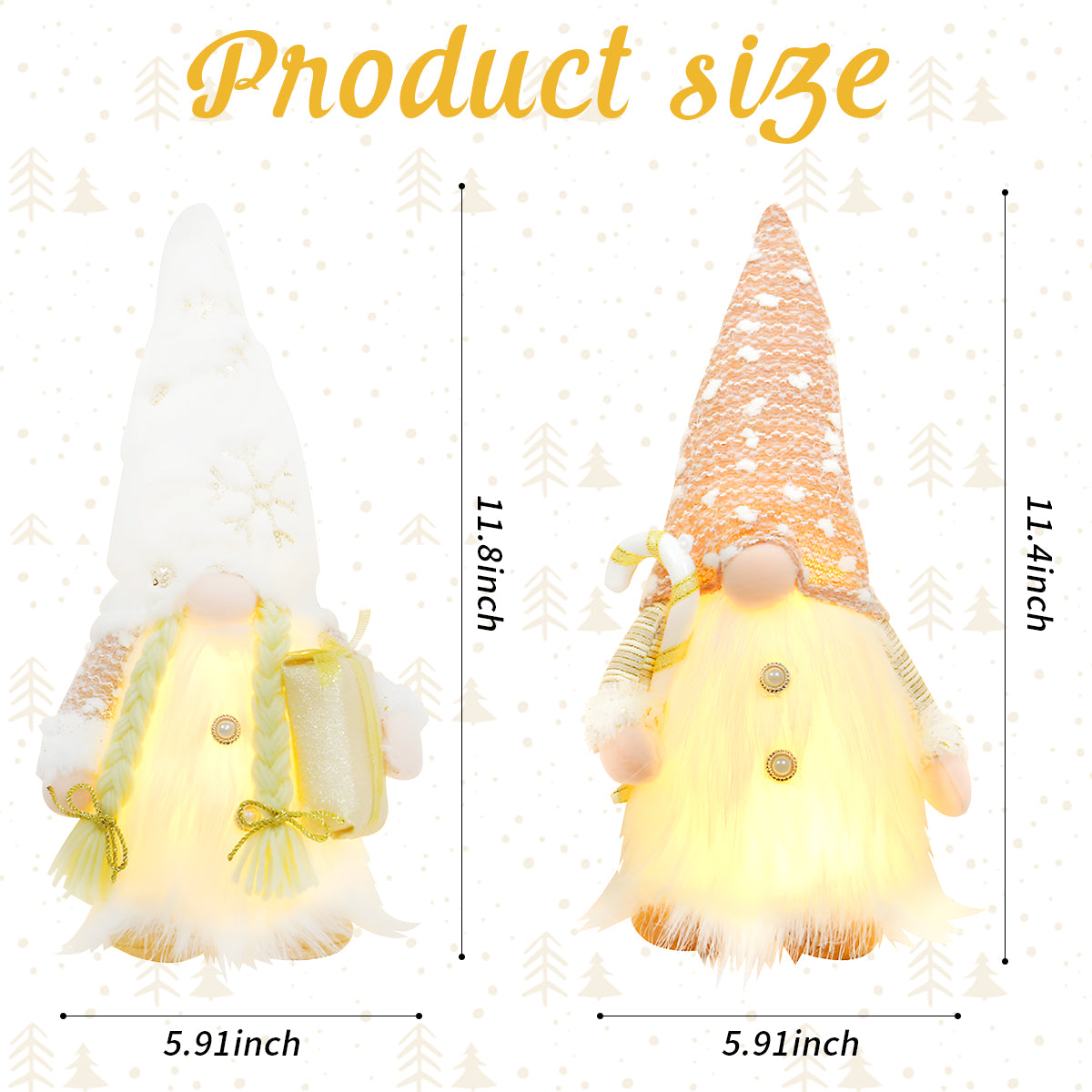 Christmas Decoration Gnomes Plush LED Gnomes Dwarf Elf Dolls for Christmas Party Table Room Decoration 2 Pack