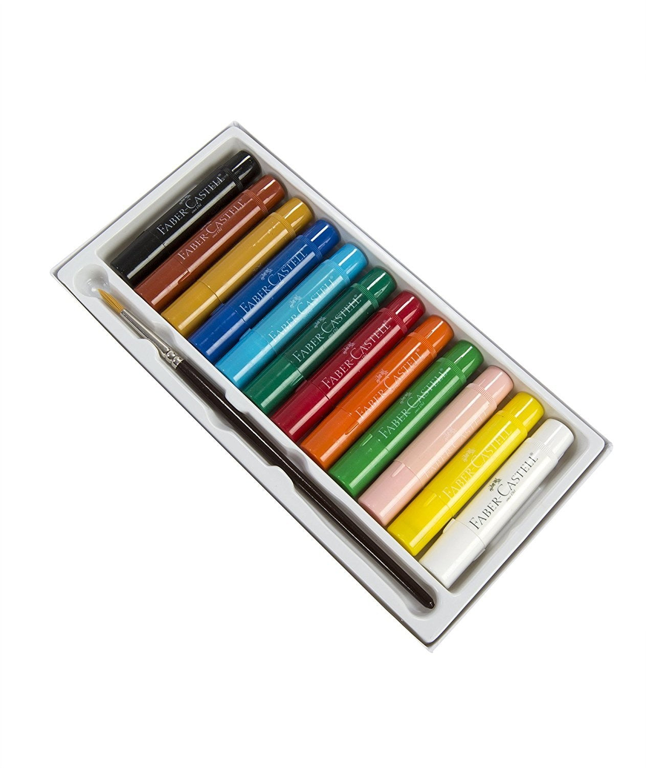 Faber Castell 12 Count Gel Stick Watercolor Crayons Set with Brush Non Toxic