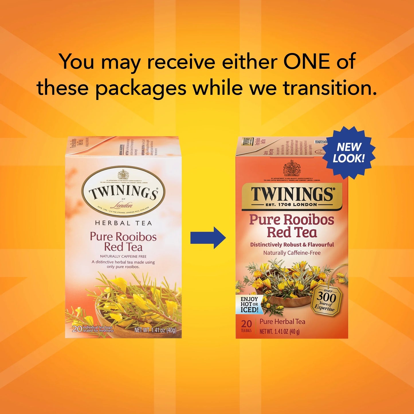 Pure Rooibos Red Herbal Tea Bags, Caffeine Free, 20 Count Box