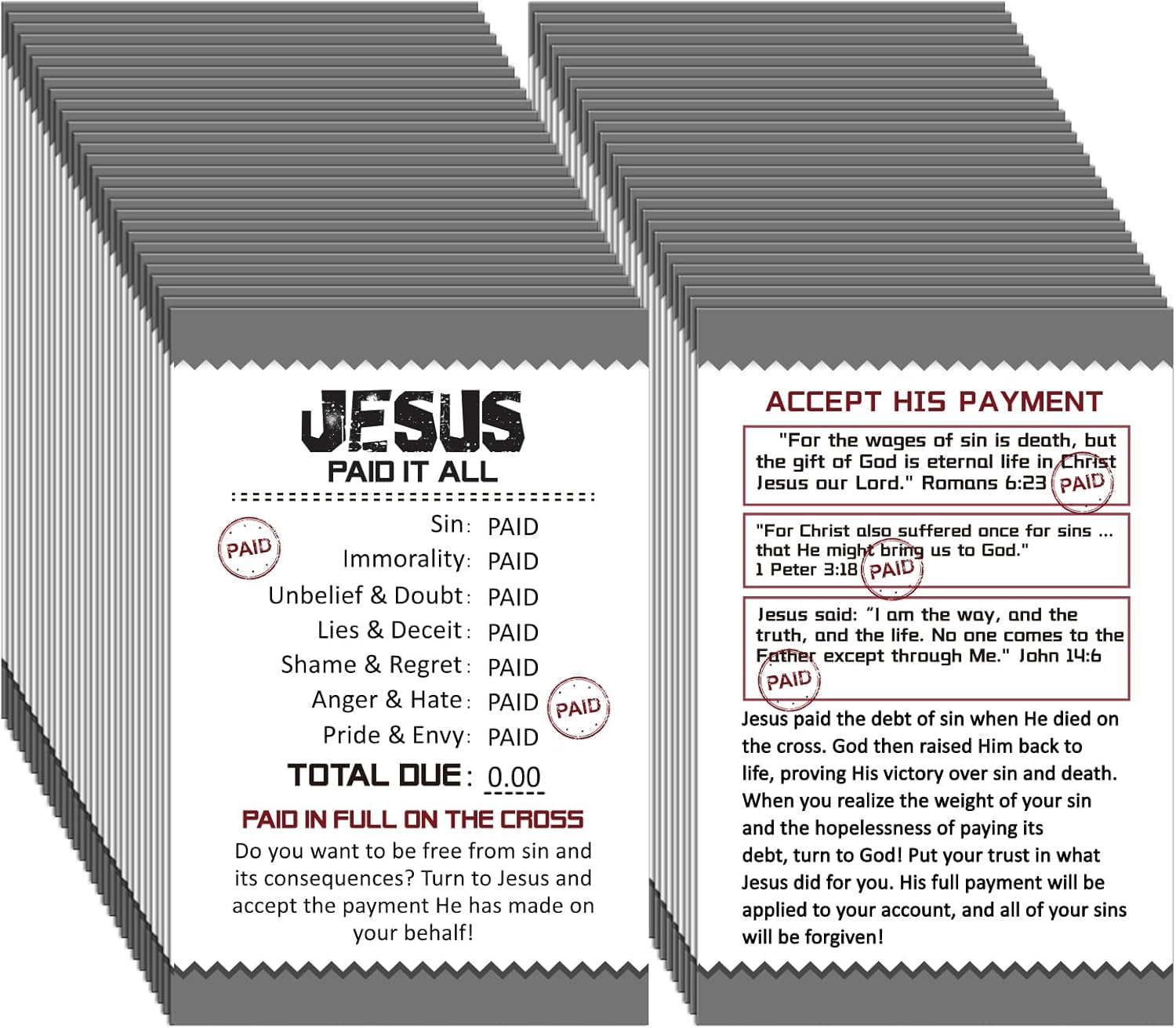200 Pcs Gospel Tract Card Salvation Cards Pocket Holy Postcard Prayer Postcards