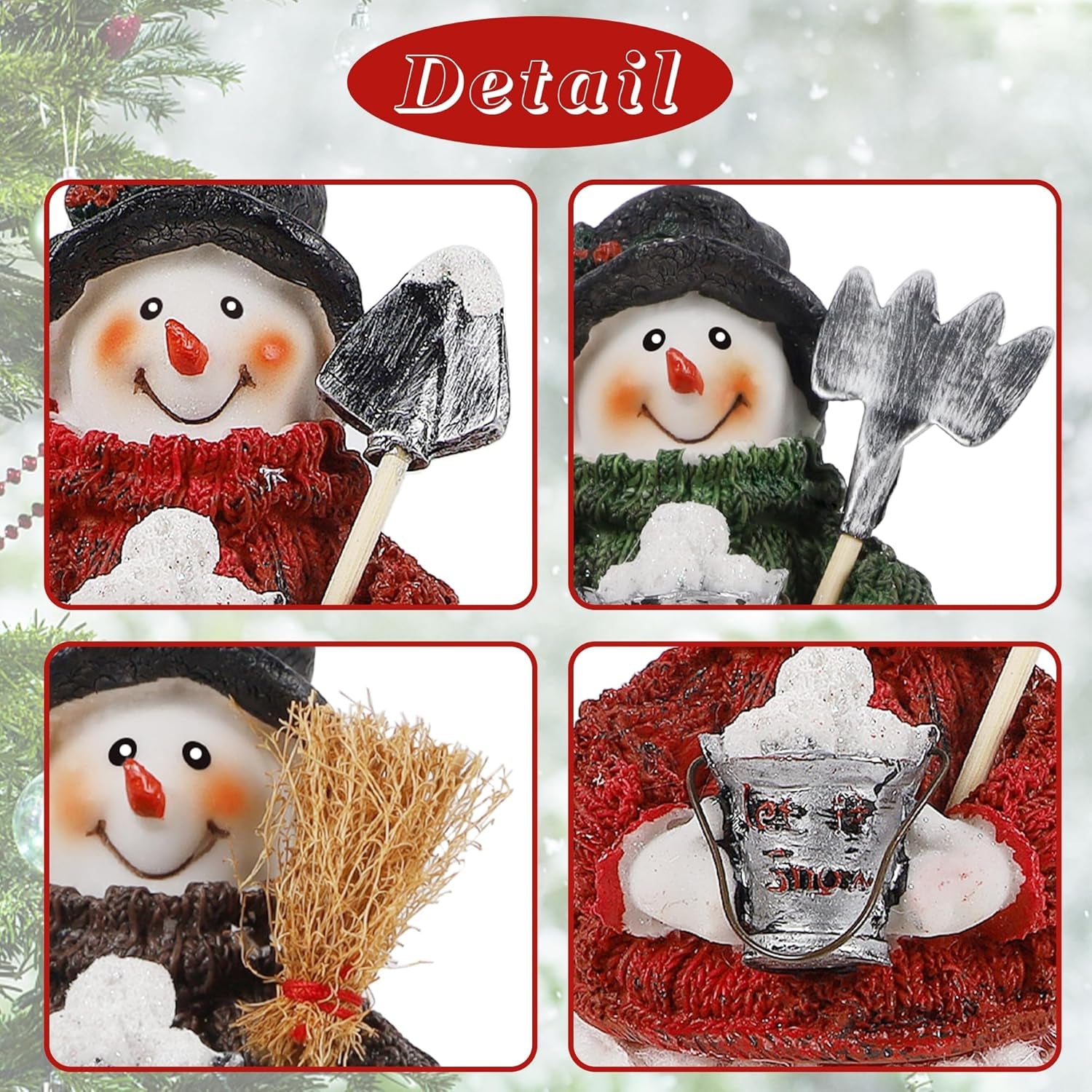 Resin Snowman Shelf Sitters with Plush Legs - 3 Pack Holiday Decor