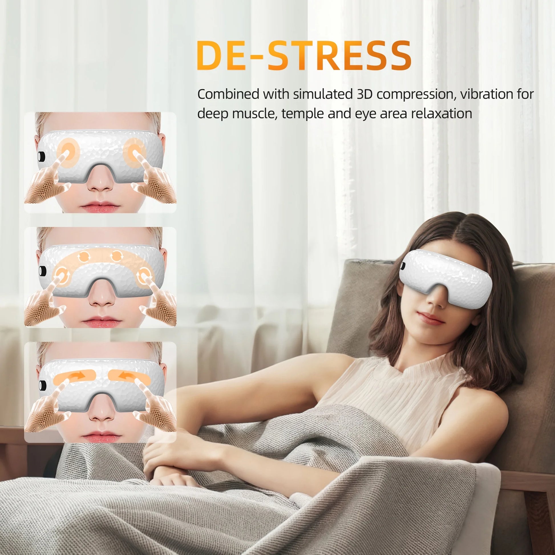 Eye Massager with Heat, Heated Eye Mask with Bluetooth Music, Heated Face Massager for Eyes Strain Relief Improve Sleep, Birthday Gifts for Women Men