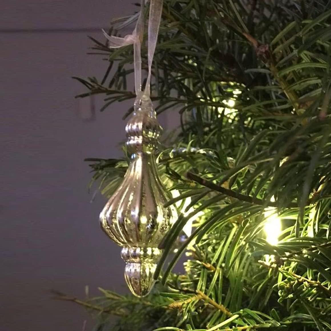 Mercury Glass Christmas Ball Ornaments for Holiday Decor (17 Pieces, Silver)