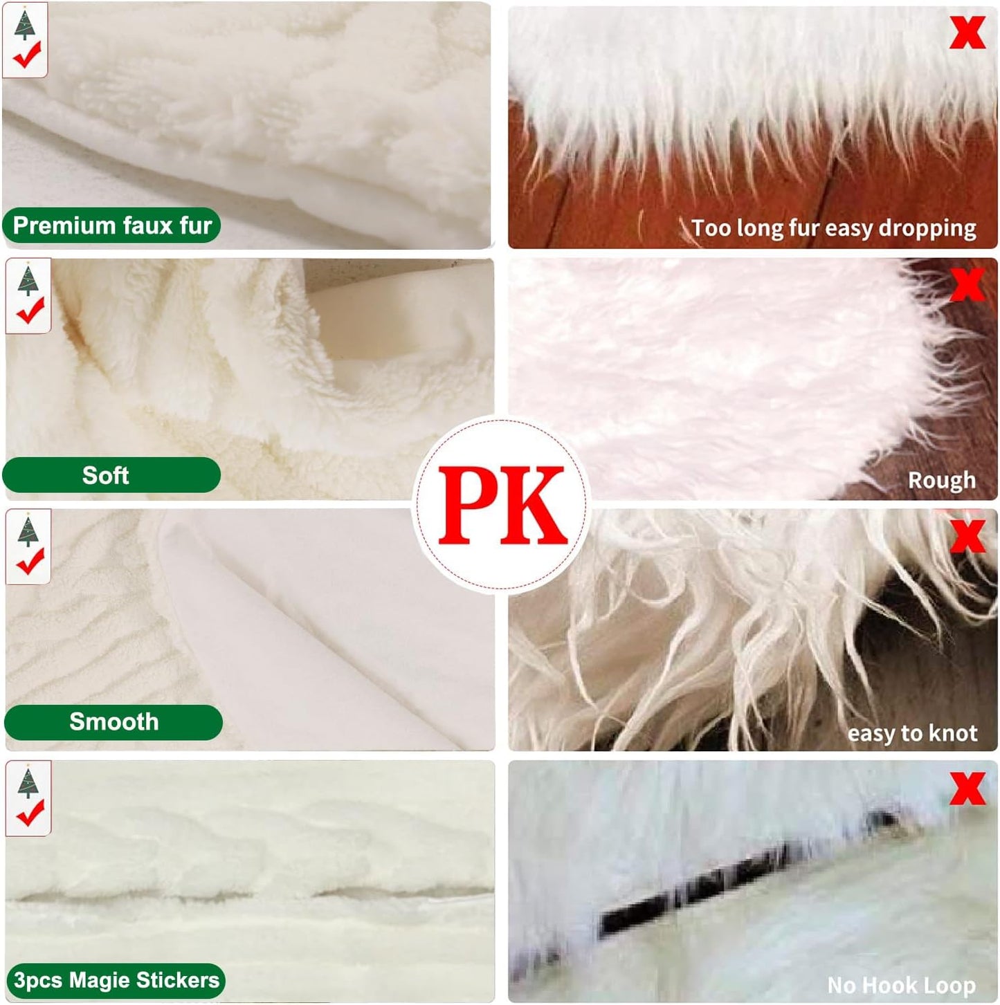 36-Inch White Faux Fur Christmas Tree Skirt for Holiday Decor