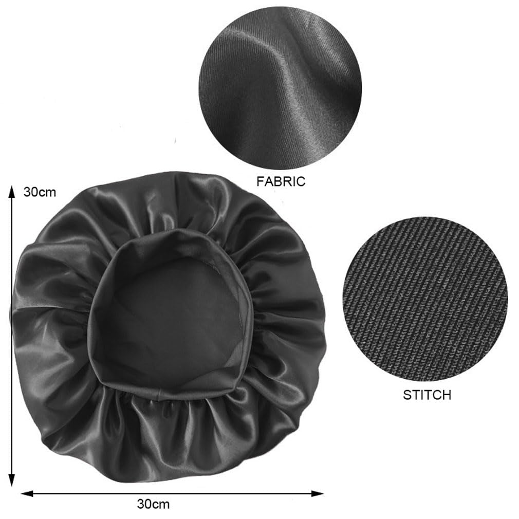 White Silk Bonnet for Sleeping Women Silk Hair Bonnet for Sleeping Curly Hair Braids Large Satin Sleep Cap Wide Band Night Caps