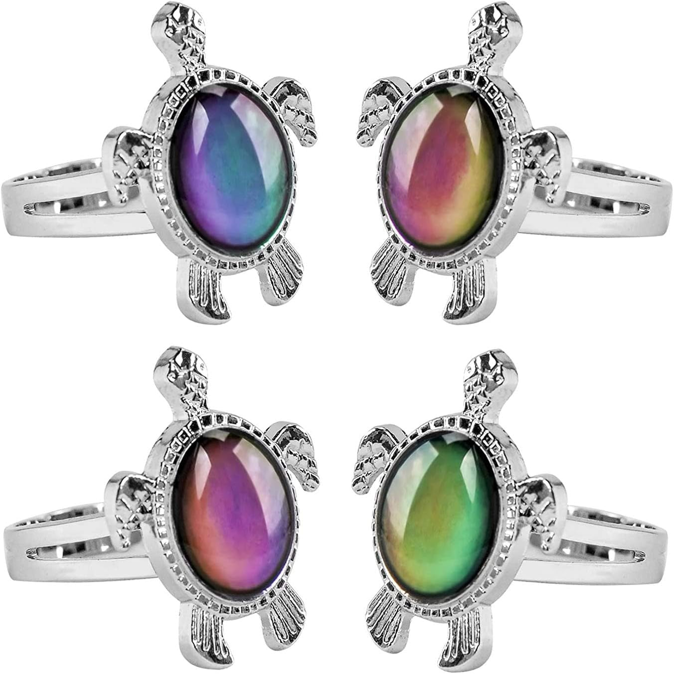 2 Pcs Mood Rings Turtle and Star Moon Adjusable Size Color Changing Ring for Kid