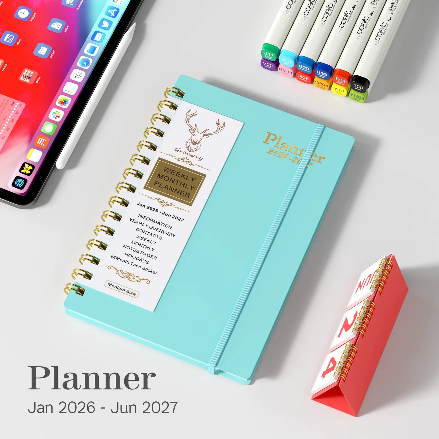 2026-2027 Planner - Academic Weekly & Monthly Planner 2026-2027 with Monthly Tabs, 5.6" X 8.2", Jan. 2026 - Jun. 2027, Flexible Cover, Wirebound Month Label