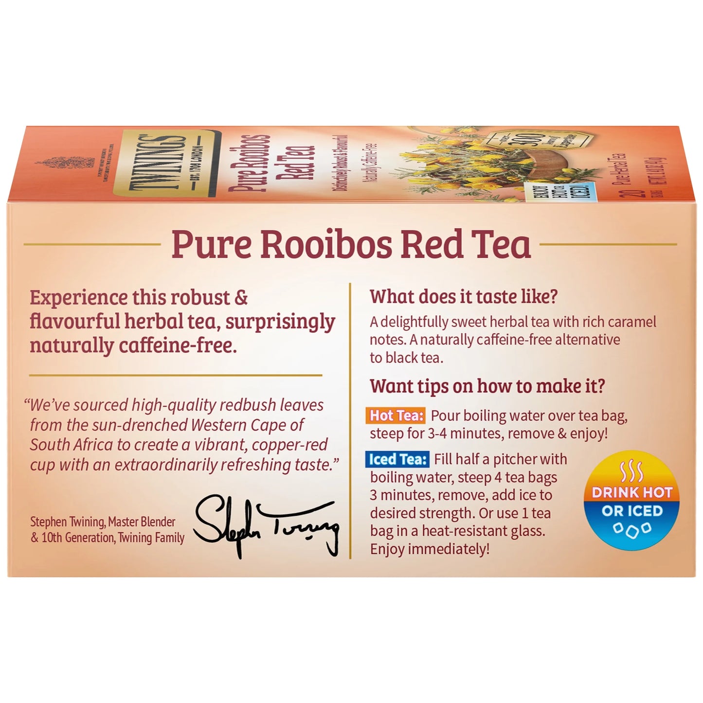 Pure Rooibos Red Herbal Tea Bags, Caffeine Free, 20 Count Box