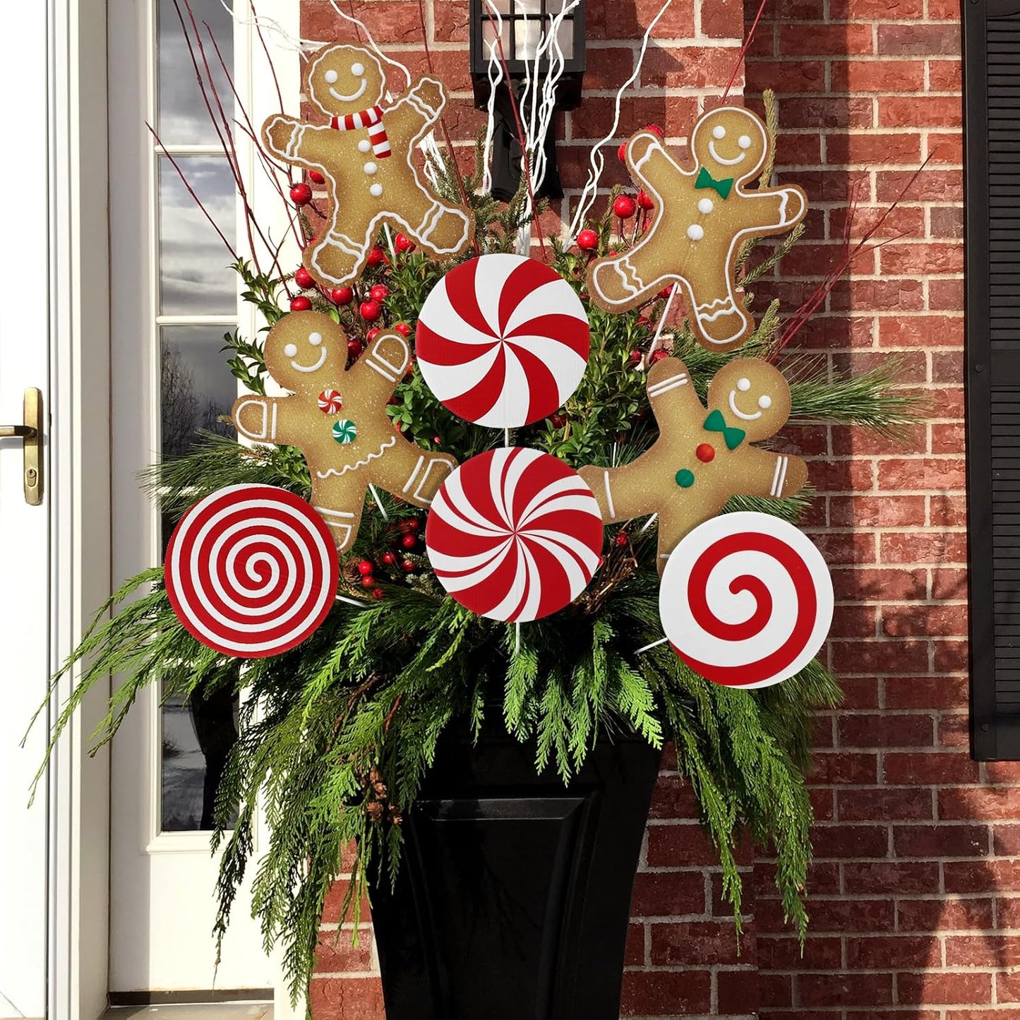 Large Red White Peppermint Lollipop Tree Picks - 12 Pcs Holiday Decor