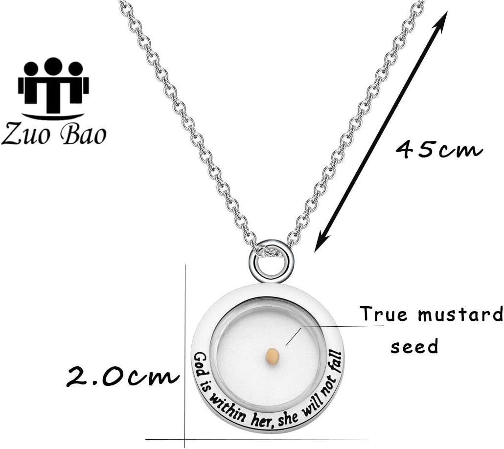 Christian Gift Mustard Seed Necklace Inspirational Religious Bible Verse Jewelry Gift for Woman Girls