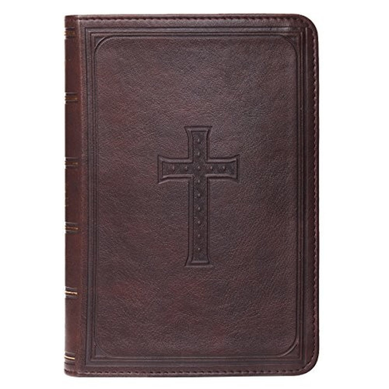 KJV Holy Bible, Large Print Compact, Dark Brown Faux Leather W/Ribbon Marker,