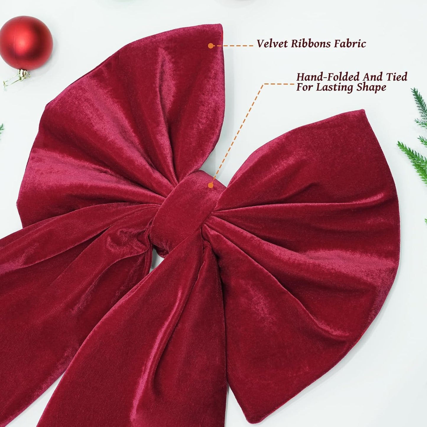 Large Red Velvet Christmas Tree Topper Bow - Indoor/Outdoor Holiday Decor